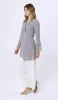 Ines Gold & Silver Embroidered Long Modest Tunic - Pearl
