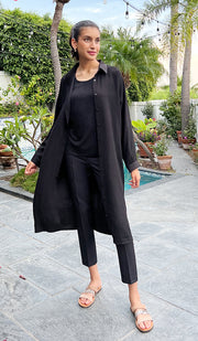 Veste chemise longue boutonnée surdimensionnée Irem - Noir - VENTE FINALE