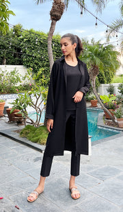 Veste chemise longue boutonnée surdimensionnée Irem - Noir - VENTE FINALE