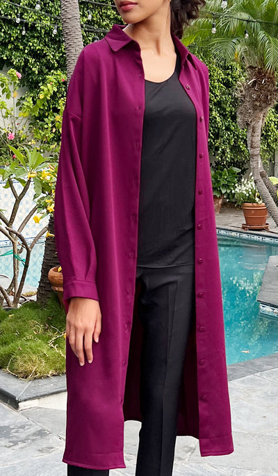 Veste chemise longue boutonnée surdimensionnée Irem - Orchidée - VENTE FINALE