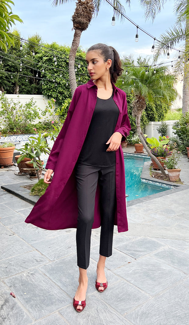 Irem Long Oversized Buttondown Shirt Jacket - Orchid - FINAL SALE