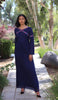 Robe longue Abaya modeste brodée Kiran - Bleu marine - VENTE FINALE