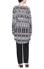 Leslie Roll Hem Ikat Print Long Tunic  - Black/White - ARTIZARA.COM