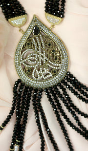 Long Turkish Tughra Tassel Necklace - Black