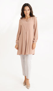 Leah Long Modest Tunic Dress - Dusty Rose - FINAL SALE