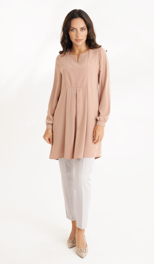 Leah Long Modest Tunic Dress - Dusty Rose - FINAL SALE