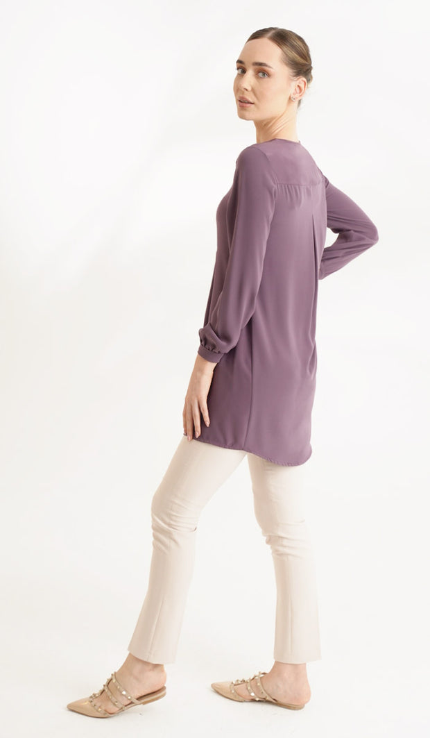Leah Long Modest Tunic Dress - Dusty Mauve - FINAL SALE