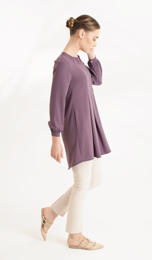 Leah Long Modest Tunic Dress - Dusty Mauve - FINAL SALE