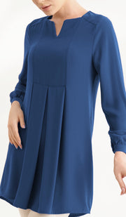 Robe tunique longue modeste Leah - Bleu Marina