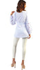 Lena Long Pin Stripe Embroidered Sleeve Tunic - Blue