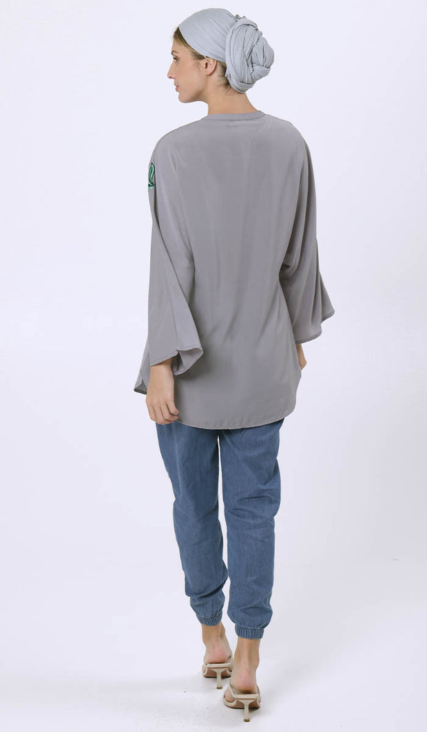 Haut long modeste brodé Lola - Brume - Vente finale