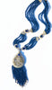 Long Turkish Tughra Tassel Necklace - Blue