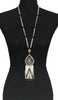 Long Turkish Tughra Tassel Necklace - White & Dark Blue