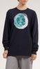 Long Sleeve Cotton T Shirt with Arabic Calligraphy - Hulm - Navy