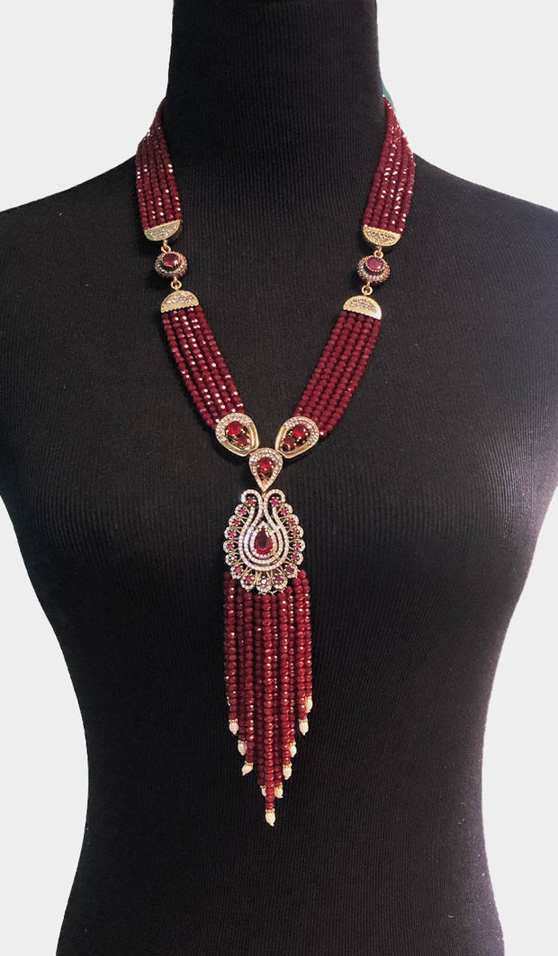 Long Collier Artisan Turc - Rouge Rubis