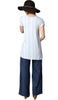 Long Two Way Short Sleeve Layering Top - Blue & White Stripe