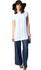 Long Two Way Short Sleeve Layering Top - Blue & White Stripe