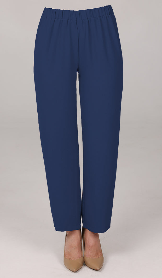 Sakinah Loose Stretch Waist Tapered Leg Pants - Marina Blue