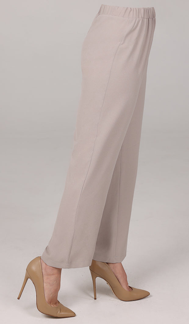 Sakinah Loose Stretch Waist Tapered Leg Pants - Cream