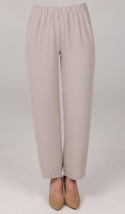 Pantalon Sakinah ample à taille extensible et jambe fuselée - Crème