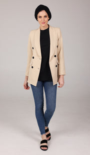 Lyla Long Light Comfy Blazer Jacket - Buttercream
