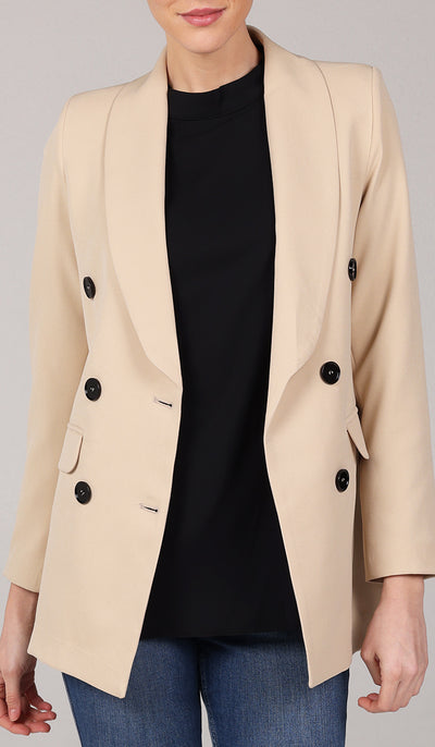 Veste blazer longue légère et confortable Lyla - Crème au beurre