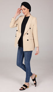Lyla Long Light Comfy Blazer Jacket - Buttercream