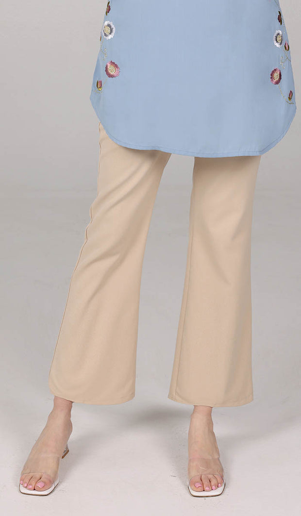 Pantalon habillé évasé extensible Lyla - Crème au beurre