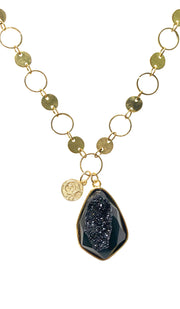 Lyla Contemporary MashAllah Arabic Necklace-Black Druzy