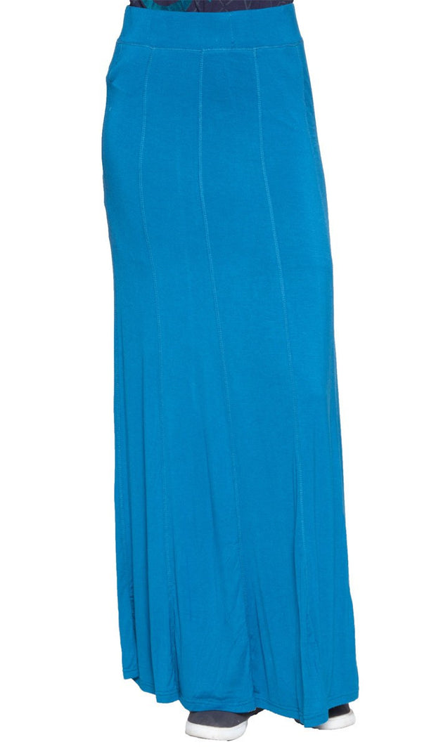 Marie Stretch Flared Maxi Skirt - Blue - ARTIZARA.COM