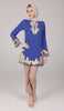 Mahnaz Gold Embellished Long Modest Tunic - Ocean Blue