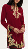 Mahnaz Gold Embellished Long Modest Tunic - Ruby