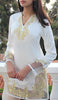Mahnaz Gold Embellished Long Modest Tunic - Off White