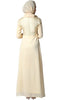 Marcella Long Sleeve Modest Muslim Formal Evening Dress - Beige Gold