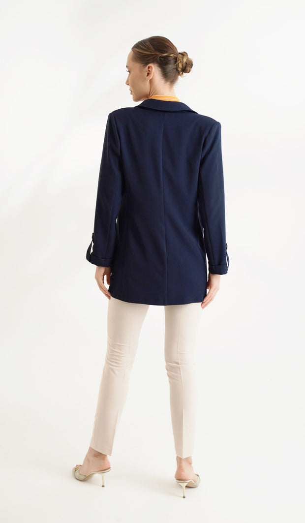 Maya Long Light Comfy Blazer Jacket - Navy