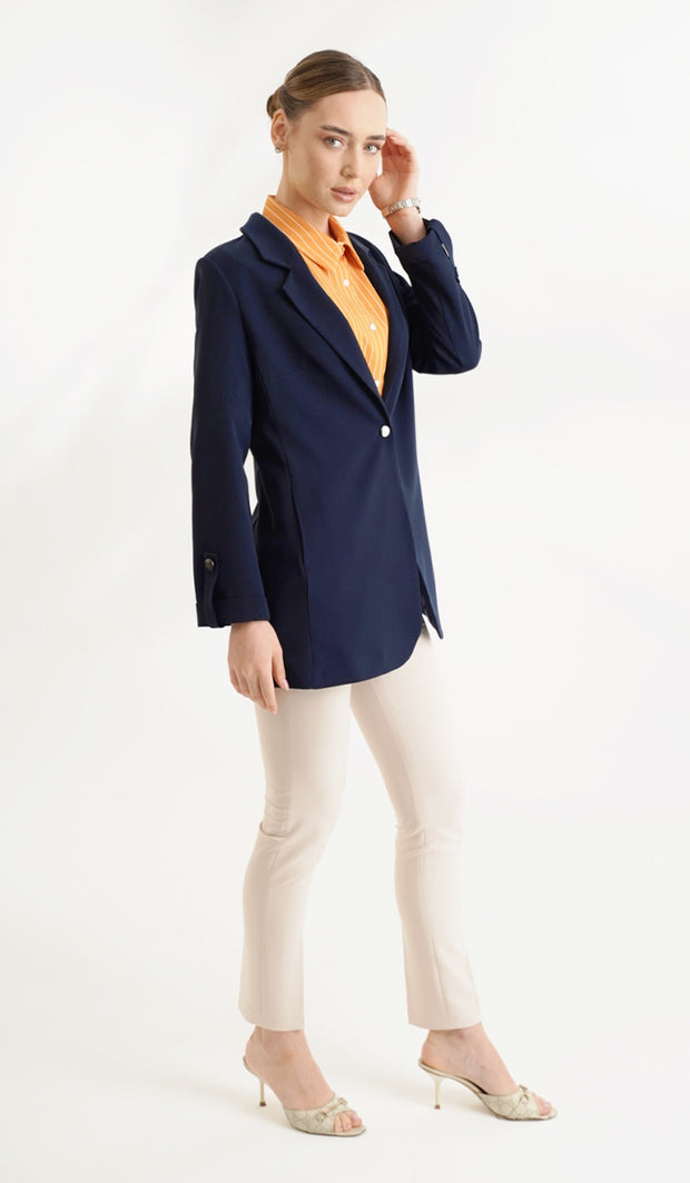 Maya Long Light Comfy Blazer Jacket - Navy