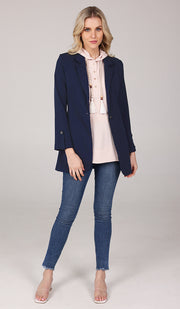 Maya Long Light Comfy Blazer Jacket - Navy