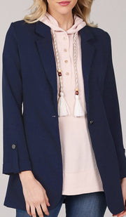 Maya Long Light Comfy Blazer Jacket - Navy