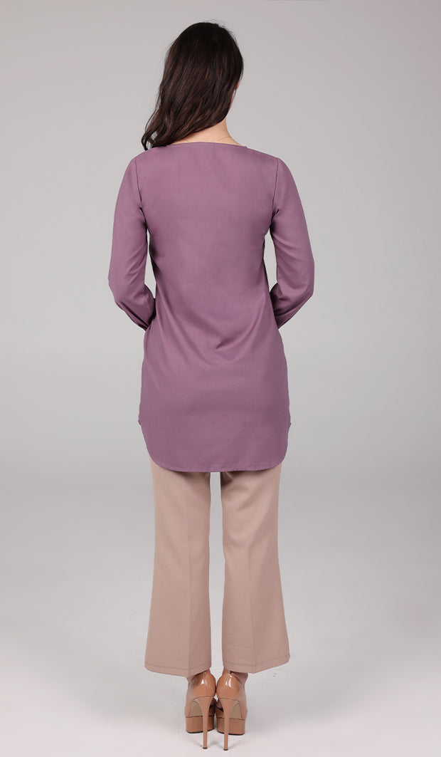 Mey Gold Embellished Long Modest Tunic - Lavender