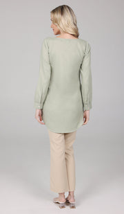 Mey Gold Embellished Long Modest Tunic - Tea Green - FINAL SALE