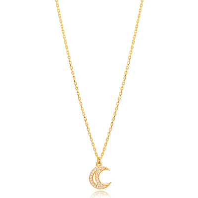 Mina Sterling Silver Crescent Moon Necklace - Gold