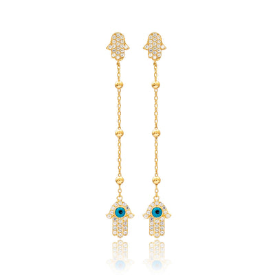 Miri Sterling Silver Khamsa Earrings - Gold