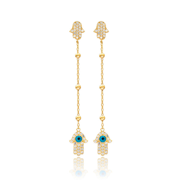 Miri Sterling Silver Khamsa Earrings - Gold