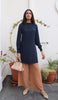 Mishal Essential Long Smocked Modest Tunic - Navy