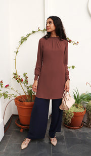 Mishal Essential Long Smocked Modest Tunic - Spice