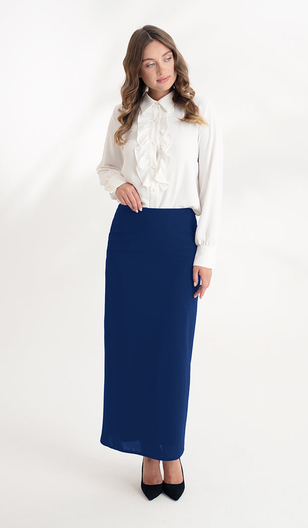 Moda Essential Long Maxi Pencil Skirt - Dark Blue