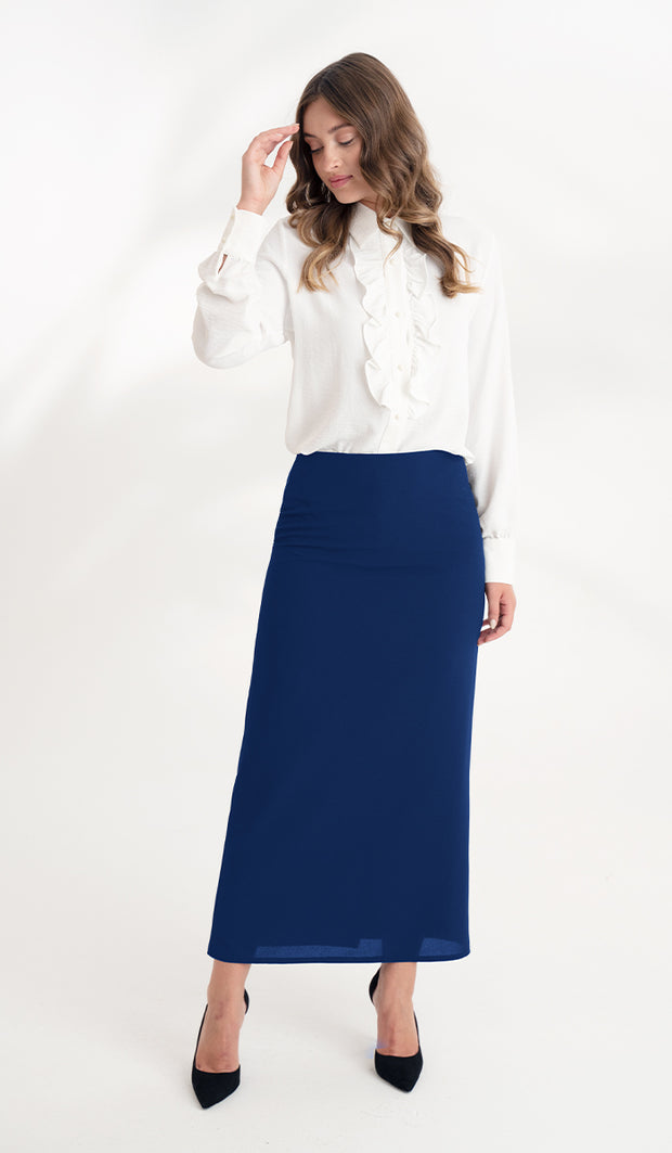 Moda Essential Long Maxi Pencil Skirt - Dark Blue