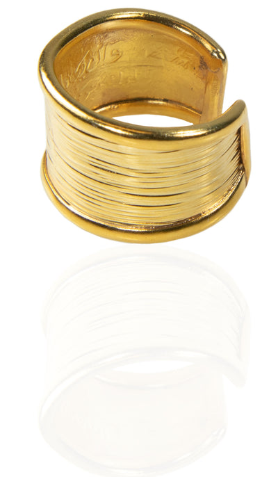 Modern Sterling Silver Nazar Dua Evil Eye Adjustable Band Ring-Gold