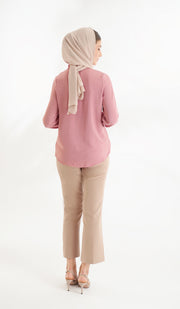 Mona Ruffle Front Button-down Shirt - Dusty Rose - Final Sale