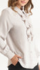 Mona Ruffle Front Button-down Shirt - Pearl Gray